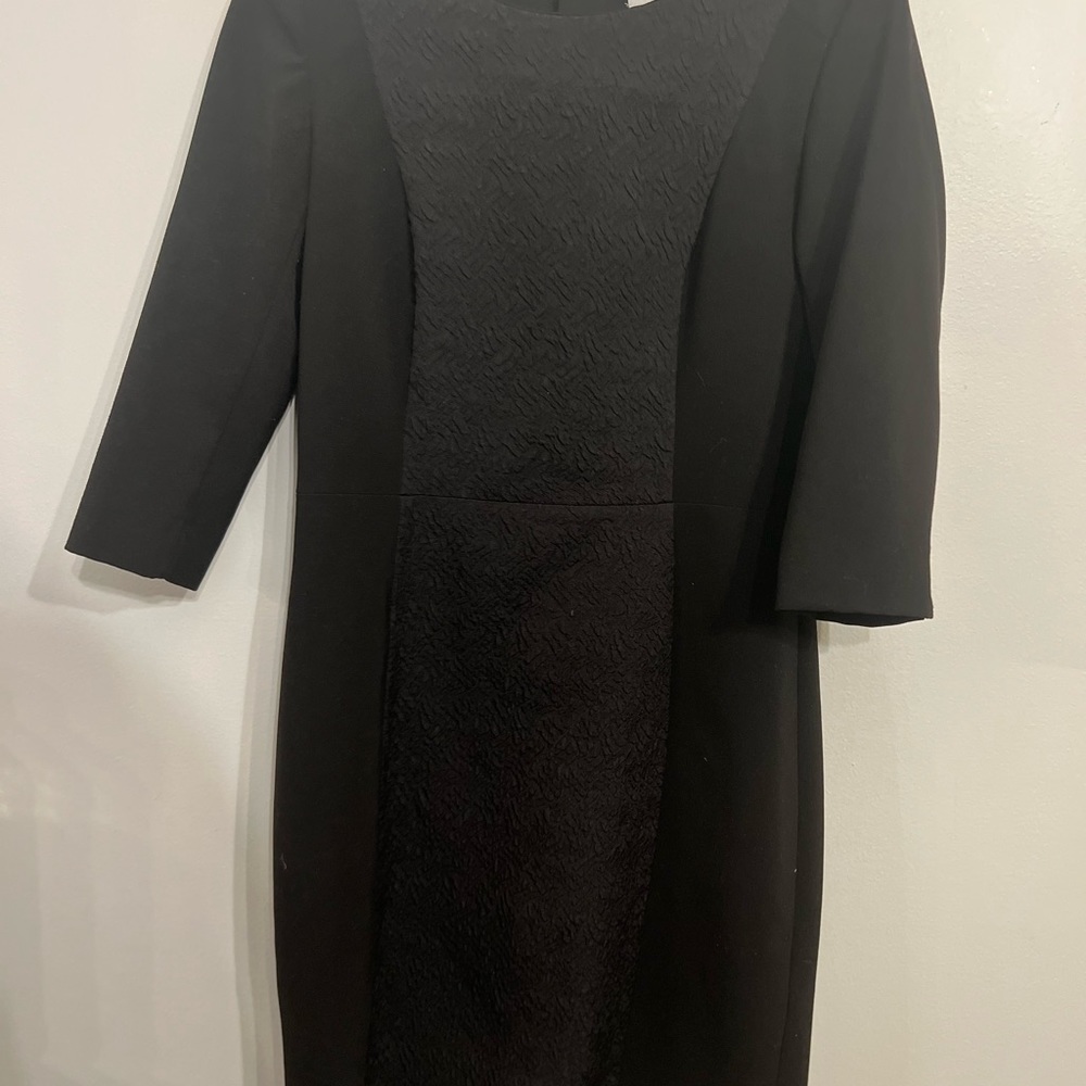 H&M Little Black Dress 3/4 Sleeve Slimming Detail Size 8 - Picture 3 of 6